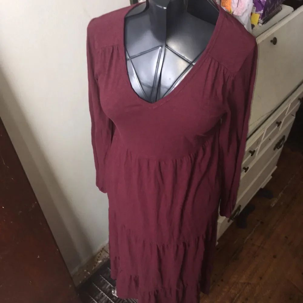 Z Supply S maroon layered modest lagenlook knit dress